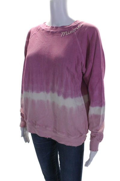 ISMBS Womens Cotton Pink Tie Dye Distress Crew Neck Pullover Sweatshirt Size XS