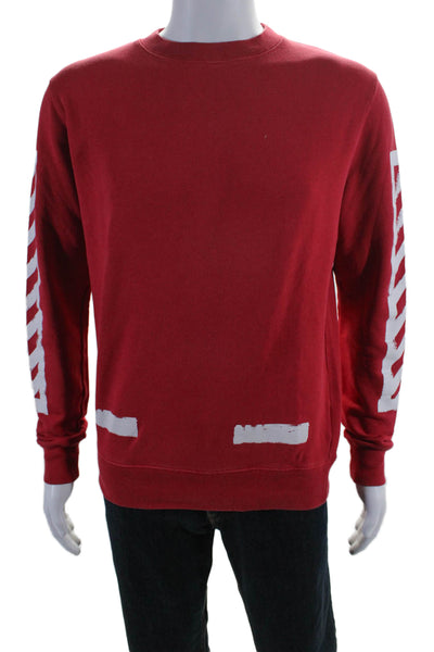 Off White Mens Cotton Long Sleeve Graphic Print Sweatshirt Red Size XS