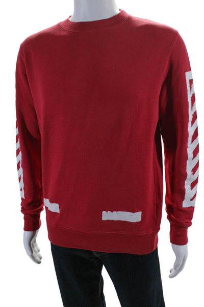 Off White Mens Cotton Long Sleeve Graphic Print Sweatshirt Red Size XS