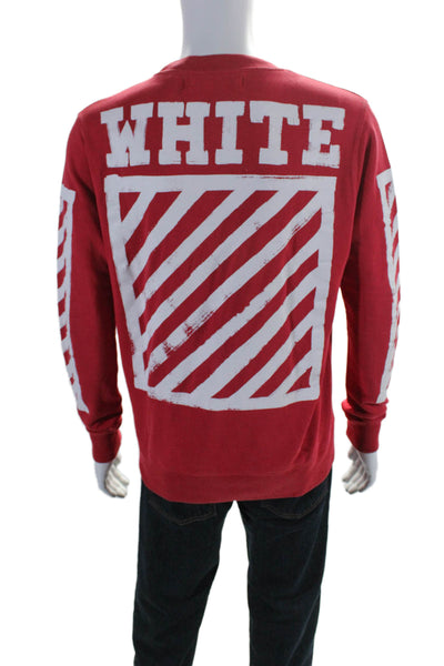 Off White Mens Cotton Long Sleeve Graphic Print Sweatshirt Red Size XS