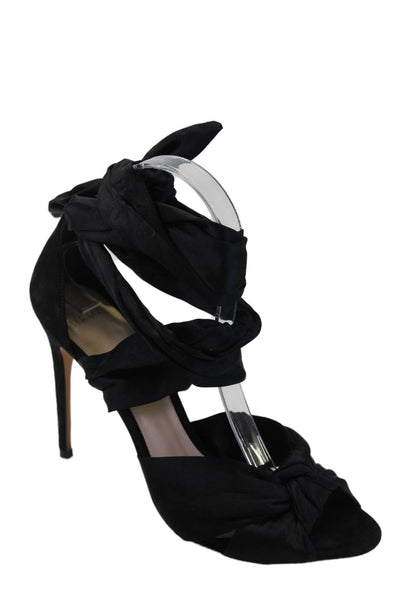 Alexandre Birman Womens Lace Up Strappy Knotted Satin Sandals Black Size 38.5