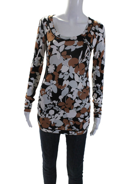 Missoni Women's Scoop Neck Long Sleeves Fitted Floral Blouse Size S