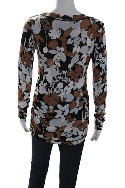 Missoni Women's Scoop Neck Long Sleeves Fitted Floral Blouse Size S