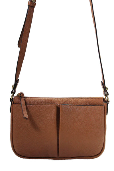 Annabel Ingall Womens Adjustable Strap Grain Leather Shoulder Handbag Brown