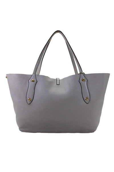 Annabel Ingall Womens Double Handle Grain Leather Large Tote Handbag Gray