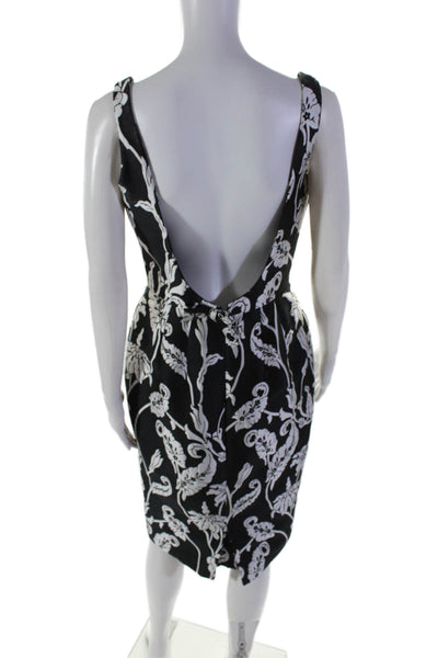 Wayne Clark Womens Floral Embroidered Round Neck Sleeveless Dress Black Size 6