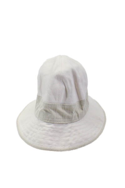 Chapeaux Motssh Pour Hermes Womens Cream Linen Bucket Hat Size 58