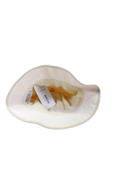 Chapeaux Motssh Pour Hermes Womens Cream Linen Bucket Hat Size 58