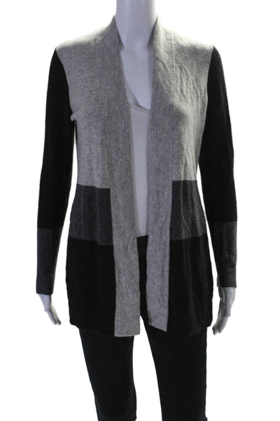 Cashmere Charter Club Womens Cashmere Open Colorblock Cardigan Gray Size PS