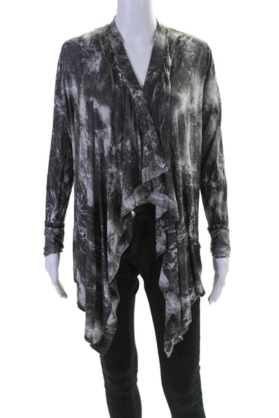 Helmut Lang Womens Black Tie Dye Print Open Front Cardigan Sweater Top Size M