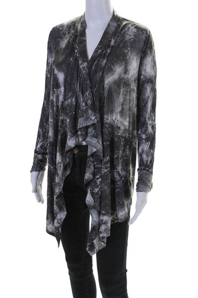 Helmut Lang Womens Black Tie Dye Print Open Front Cardigan Sweater Top Size M