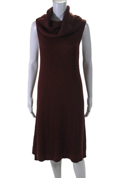 BB Dakota Womens Turtleneck Sleeveless Ribbed Mini Sweater Dress Burgundy Size M