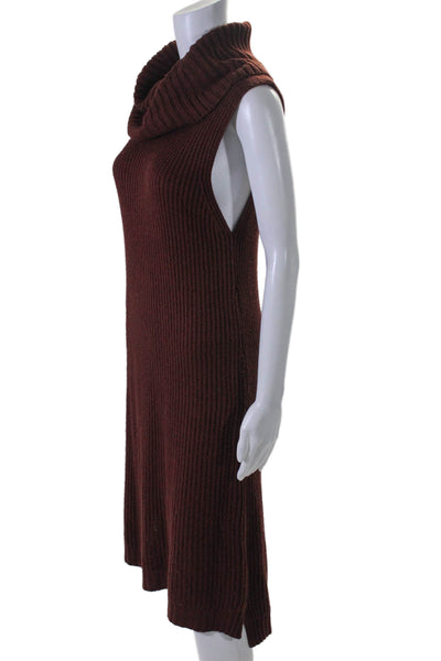 BB Dakota Womens Turtleneck Sleeveless Ribbed Mini Sweater Dress Burgundy Size M