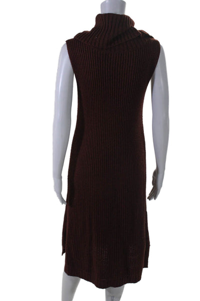 BB Dakota Womens Turtleneck Sleeveless Ribbed Mini Sweater Dress Burgundy Size M