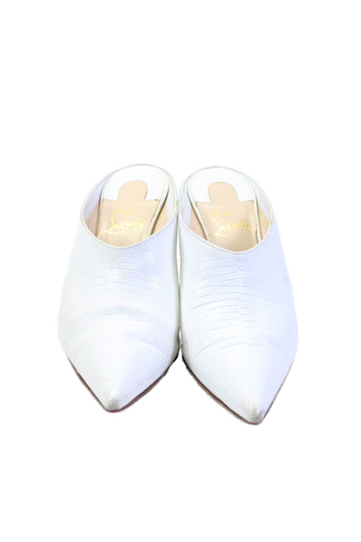 Christian Louboutin Womens Slip On Snakeskin Print Pointed Toe Heels White 6