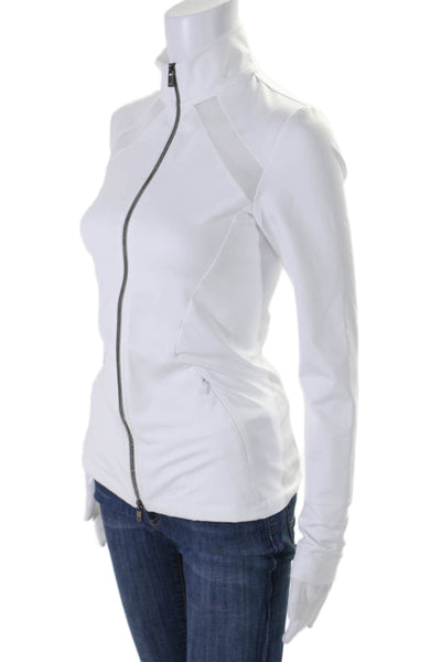 Heroine Sport Womens Two Pocket High Neck Zip Up Activewear Jacket White Size S