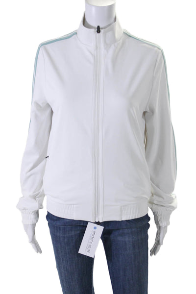 Splits59 Womens Two Pocket High Neck Zip Up Activewear Jacket White Size S