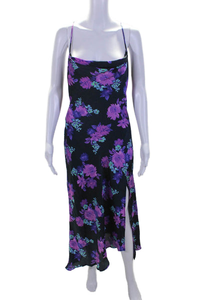 ASTR Women's Cowl Neck Spaghetti Straps Floral Slip Midi Dress Size M