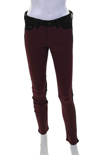 Rag & Bone Womens Colorblock Buttoned Zipped Skinny Pants Burgundy Size EUR 27