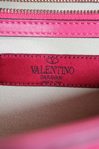 Valentino Garavani Womens Leather Rockstud Glamlock Strap Shoulder Handbag Pink