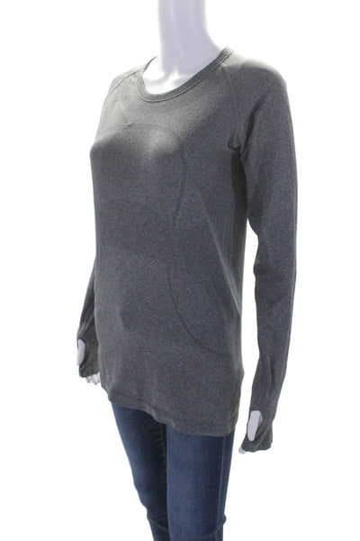 Lululemon Womens Fitted Long Sleeve Thumbhole Crewneck Active Top Gray Size 8