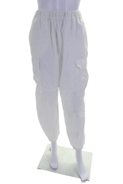 Riley Womens High Rise Pull On Jogger Cargo Pants Winter White Size Small