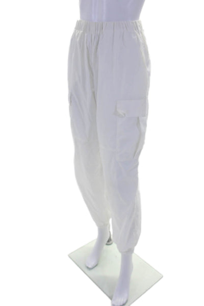 Riley Womens High Rise Pull On Jogger Cargo Pants Winter White Size Small