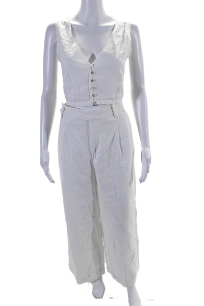 Madewell Womens Button Down Cropped Top Wide Leg Pants Set White Size 12