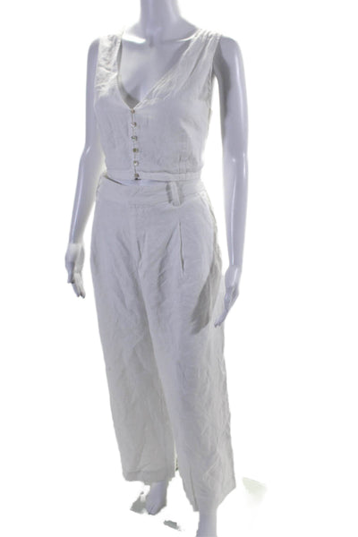 Madewell Womens Button Down Cropped Top Wide Leg Pants Set White Size 12