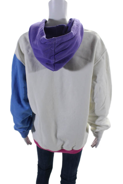 Staycoolnyc Womens Pullover Colorblock Worlds Hoodie Sweater White Multi Medium