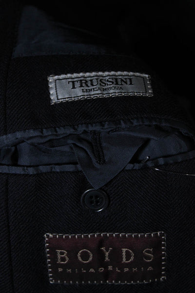 Trussini Mens Dark Navy Wool Three Button Long Sleeve Coat Jacket Size 52