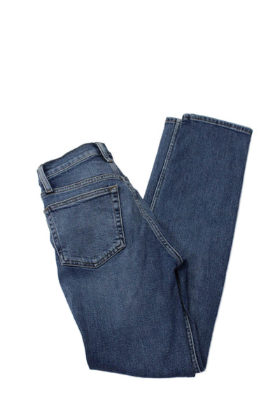 Re/Done Womens Zipper Fly High Rise Slim Cut Medium Wash Jeans Blue Size 24