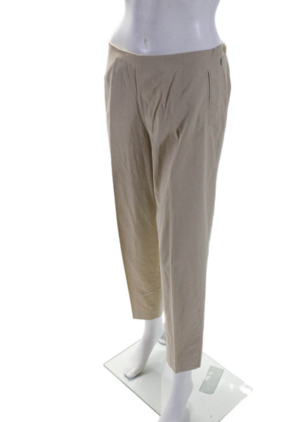 Real Clothes Womens Cotton Zip Up Jacket Pleated Front Trousers Set Beige Size 4