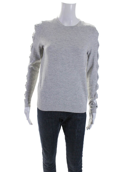 Ted Baker London Womens Wool Bowed Long Sleeve Crewneck Sweater Top Gray Size 1