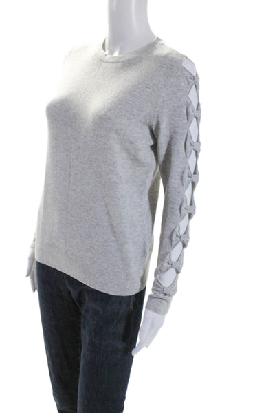 Ted Baker London Womens Wool Bowed Long Sleeve Crewneck Sweater Top Gray Size 1