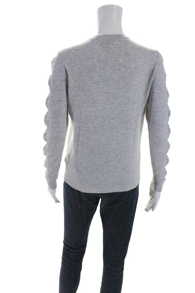 Ted Baker London Womens Wool Bowed Long Sleeve Crewneck Sweater Top Gray Size 1