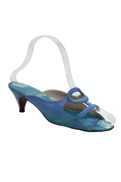 Christian Louboutin Womens Leather Slide On Sandal Heels Light Blue Size 36 6