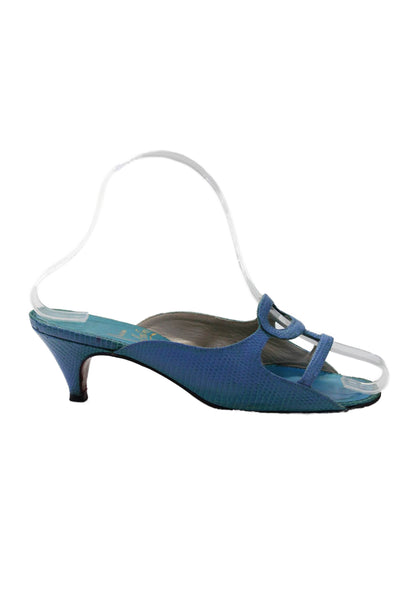 Christian Louboutin Womens Leather Slide On Sandal Heels Light Blue Size 36 6