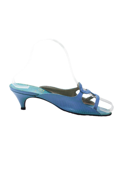 Christian Louboutin Womens Leather Slide On Sandal Heels Light Blue Size 36 6