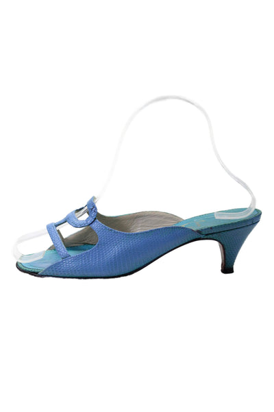 Christian Louboutin Womens Leather Slide On Sandal Heels Light Blue Size 36 6