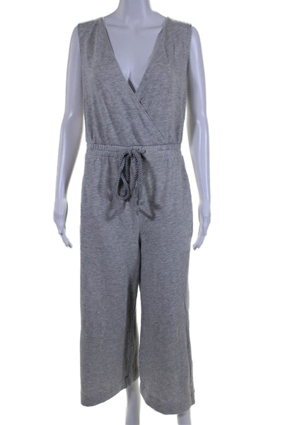 Carbon 38 Womens Cotton V Neck Sleeveless Wide Leg Jumpsuit Gray Size M