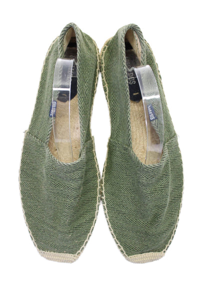 Soludos Womens Slip On Woven Espadrille Flats Green Size 12