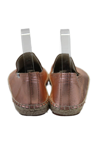 Soludos Womens Metallic Leather Espadrille Flats Rose Gold Size 9