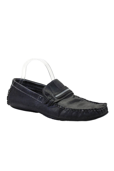 Steve Madden Mens Leather Slip On Loafers Black Size 10