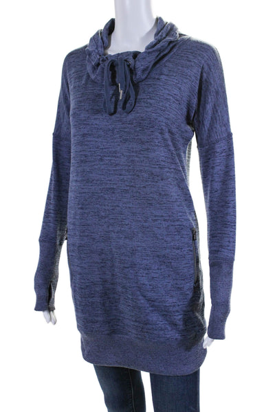 Athleta Women's Turtleneck Long Sleeves Pockets Sweatshirt Blue Size XXS