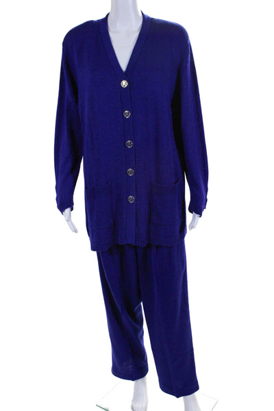 San Rimo Womens 2 Piece Button Down Cardigan Pants Set Dark Blue Size L