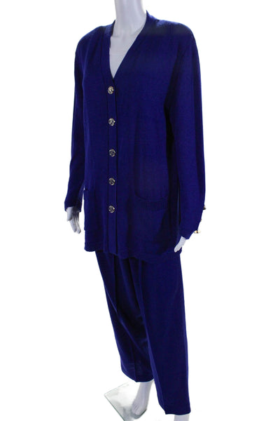 San Rimo Womens 2 Piece Button Down Cardigan Pants Set Dark Blue Size L