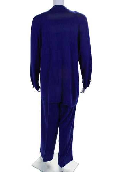 San Rimo Womens 2 Piece Button Down Cardigan Pants Set Dark Blue Size L