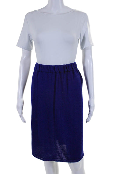 San Rimo Womens 2 Piece Short Sleeve Skirt Set Dark Blue Size L