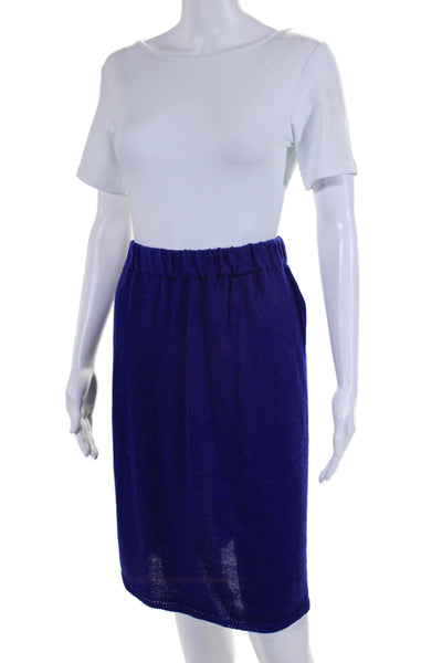 San Rimo Womens 2 Piece Short Sleeve Skirt Set Dark Blue Size L